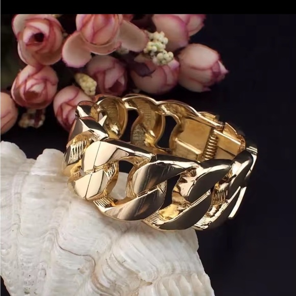 β¨ Bracelet Thick and Chunky Gold Tone Costume Statement 7β Rope Chain Bangle - Picture 2 of 6